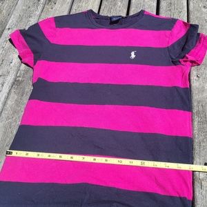 Ralph Lauren Sport Tee, Magenta Stripped Size Med